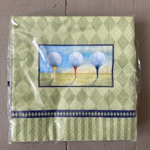 Golf Tee Theme Cocktail Napkins 19th Hole NEW IN PACKAGE 20 count 3 ply